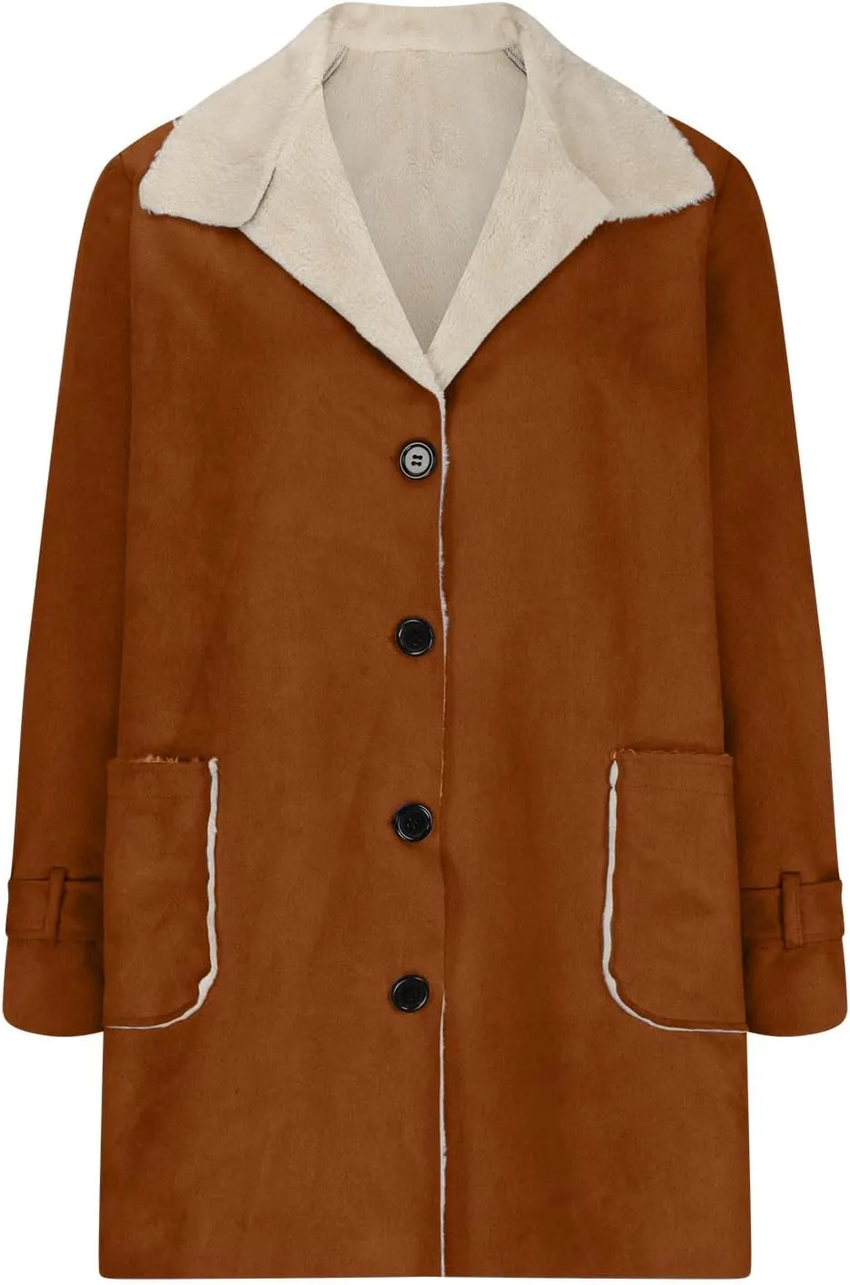 Womens Winter Coats Fleece Fuzzy Sherpa Lined Jackets Notch Lapel Pea Trench Coats Warm Overcoat Fashion Fall Outfits