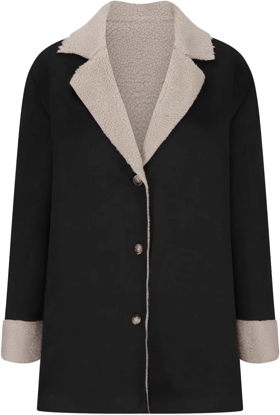 Womens Winter Coats Fleece Fuzzy Sherpa Lined Jackets Notch Lapel Pea Trench Coats Warm Overcoat Fashion Fall Outfits