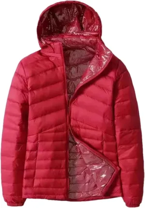 Women's Winter Down Warm Jackets Autumn/Winter Lightweight Hooded Down Jacket Hat Detachable