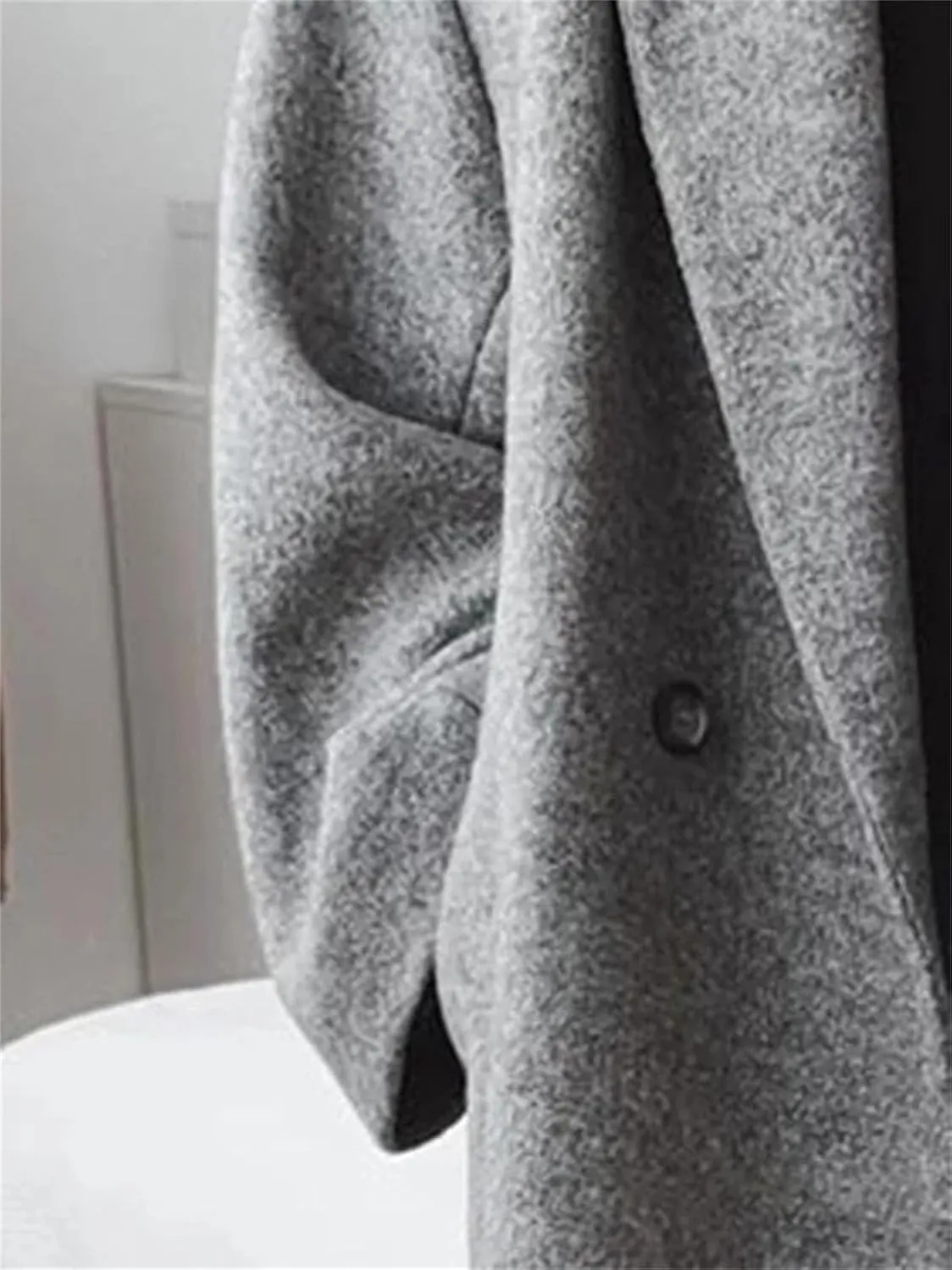 Women's Winter Notched Lapel Trench Coats Double-Breasted Pea Coat Casual Slouchy Overcoat Long Jacket Outerwear