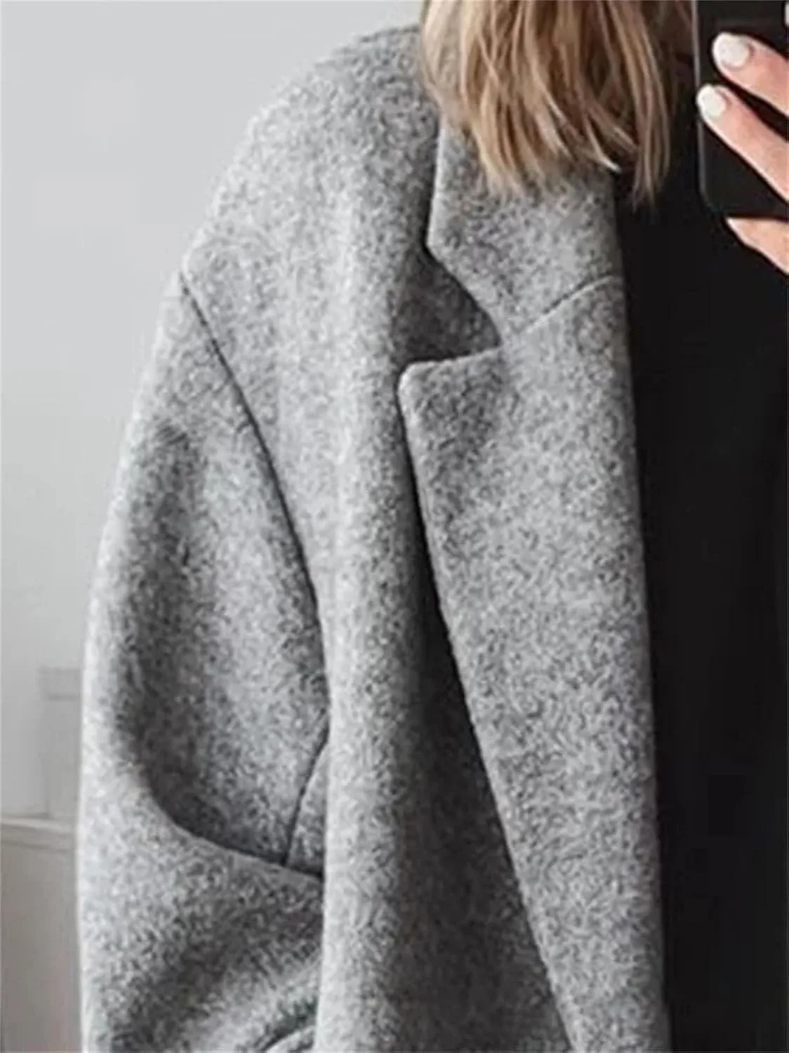 Women's Winter Notched Lapel Trench Coats Double-Breasted Pea Coat Casual Slouchy Overcoat Long Jacket Outerwear