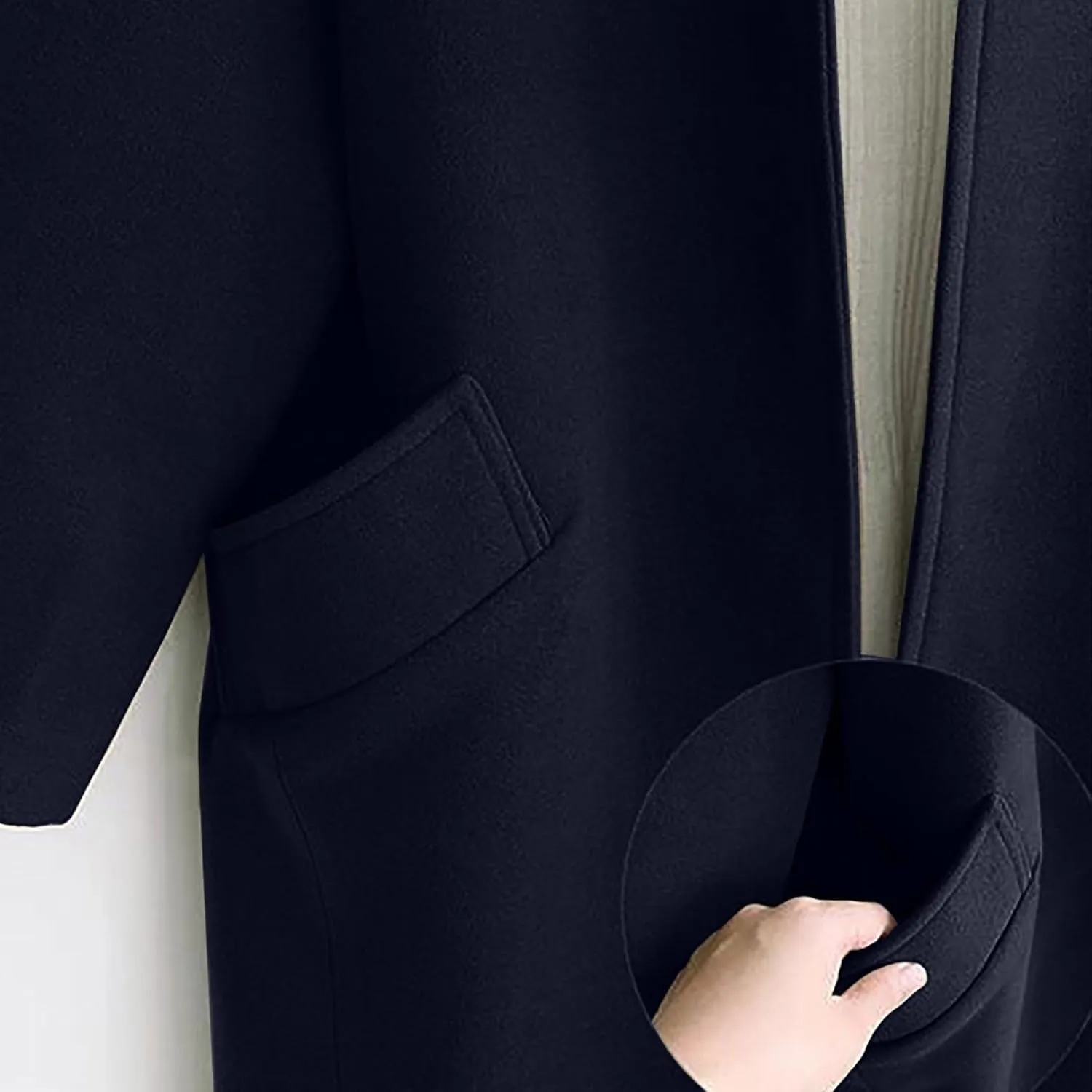 Wool Coats for Women 2024 Trend Winter Long Dress Coats Stand Collar Open Front Trench Coat Work Office Jackets