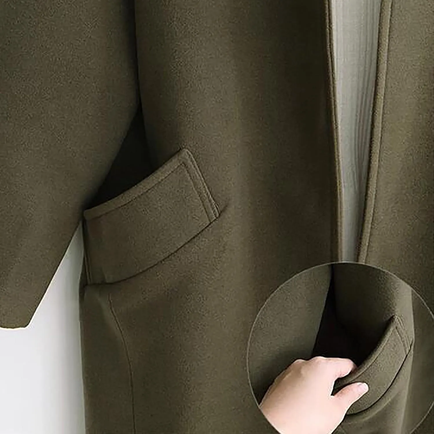 Wool Coats for Women 2024 Trend Winter Long Dress Coats Stand Collar Open Front Trench Coat Work Office Jackets