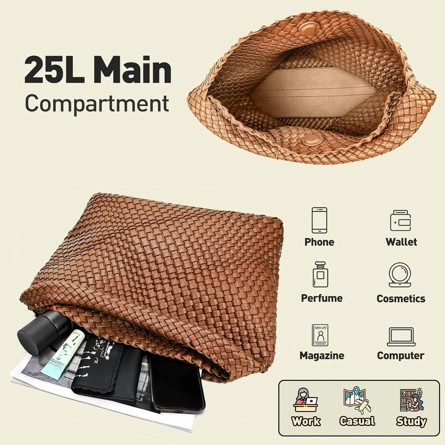 Woven Tote Bag for Women Woven Purse Large Woven Tote Braided Purse Weave Purse with Top Handle