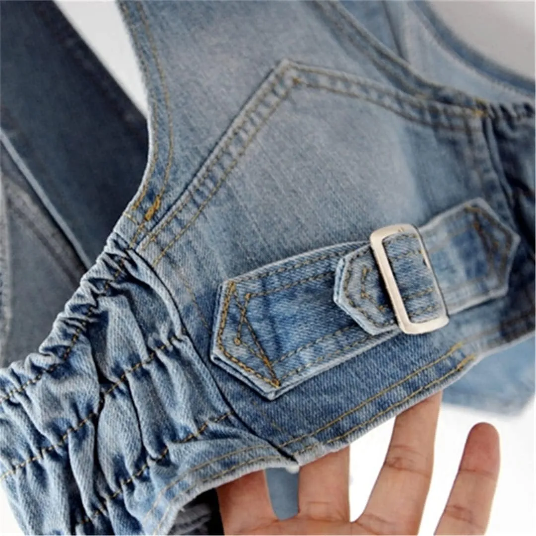 Wvapzxx Spring Short Denim Vest Women's Summer Thin Sleeveless Jacket Vintage Jean Waistcoat