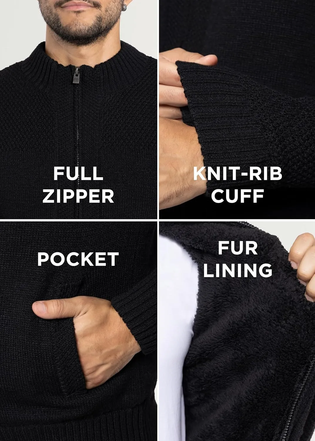 X RAY Mens Zip Up Cardigan Sweater for Men, Full Zip Slim Fit Knit Jacket for Spring (Big and Tall),