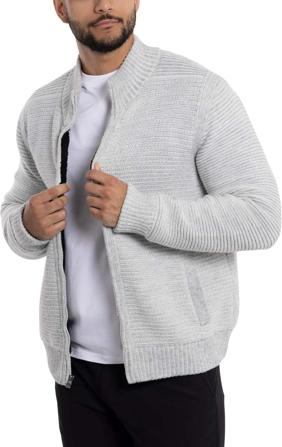 X RAY Mens Zip Up Cardigan Sweater for Men, Full Zip Slim Fit Knit Jacket for Spring (Big and Tall),