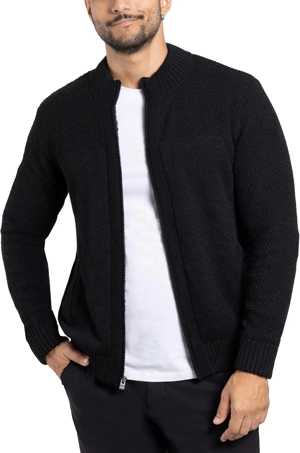 X RAY Mens Zip Up Cardigan Sweater for Men, Full Zip Slim Fit Knit Jacket for Spring (Big and Tall),