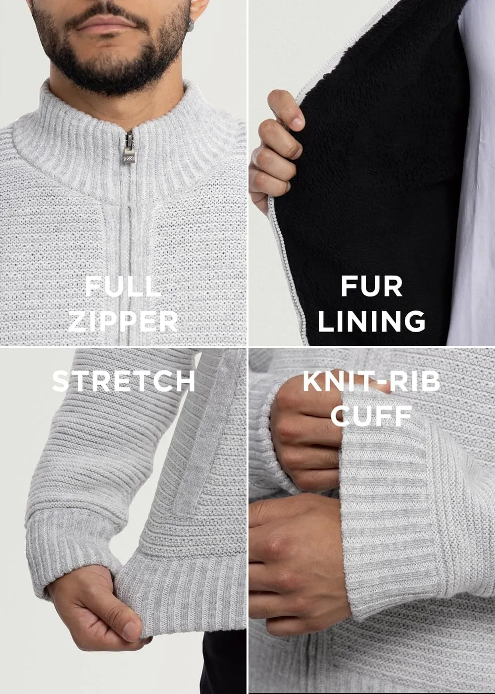 X RAY Mens Zip Up Cardigan Sweater for Men, Full Zip Slim Fit Knit Jacket for Spring (Big and Tall),