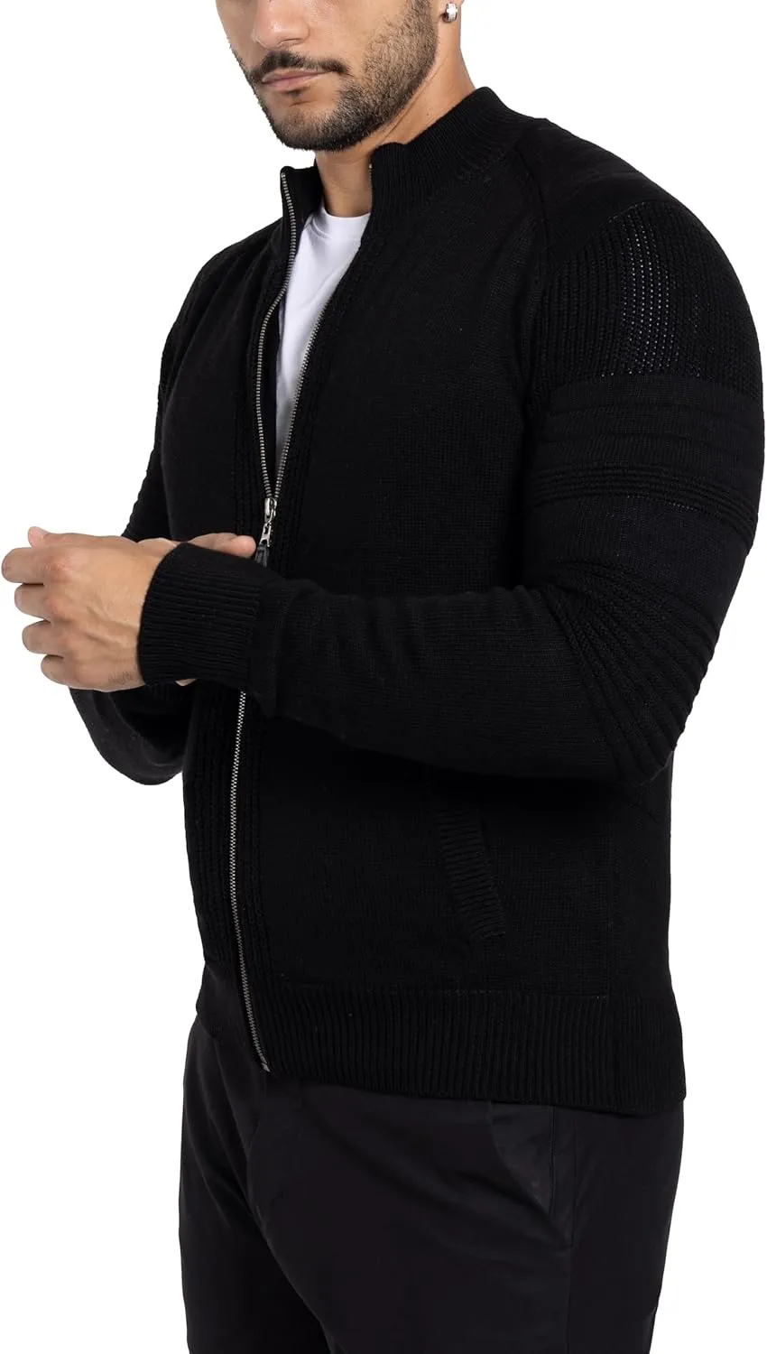 X RAY Mens Zip Up Cardigan Sweater for Men, Full Zip Slim Fit Knit Jacket for Spring (Big and Tall),