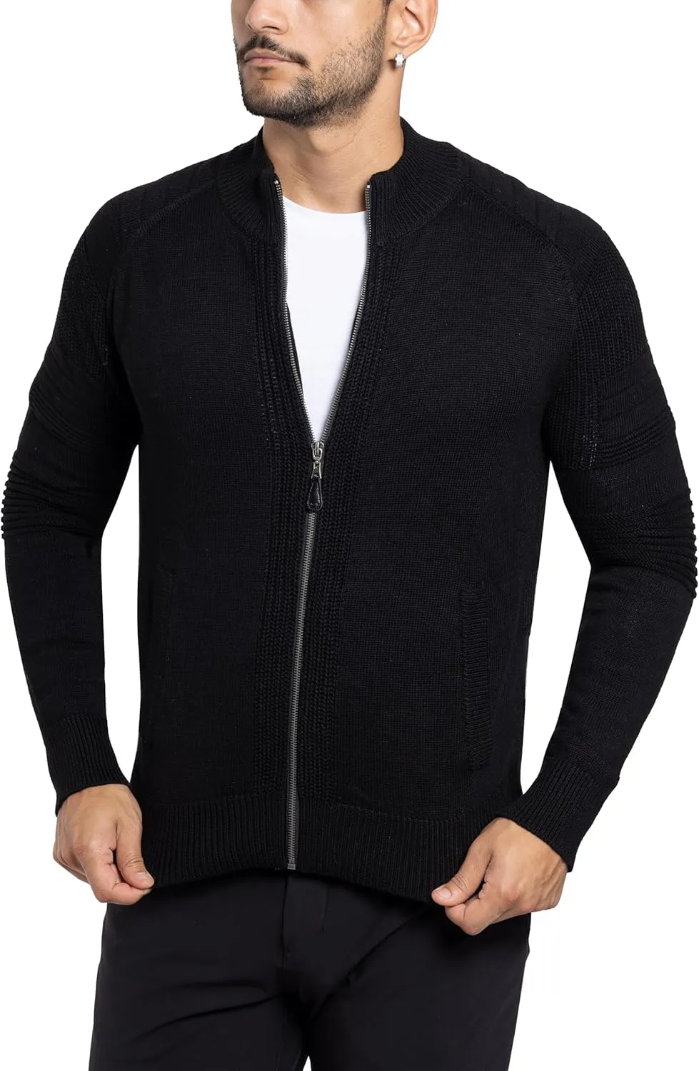 X RAY Mens Zip Up Cardigan Sweater for Men, Full Zip Slim Fit Knit Jacket for Spring (Big and Tall),