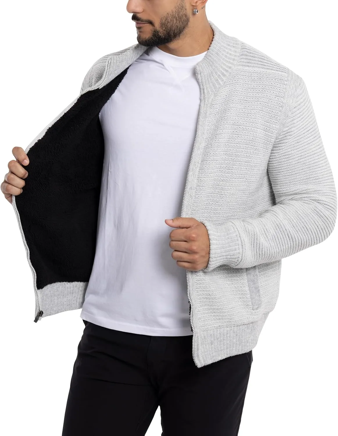 X RAY Mens Zip Up Cardigan Sweater for Men, Full Zip Slim Fit Knit Jacket for Spring (Big and Tall),