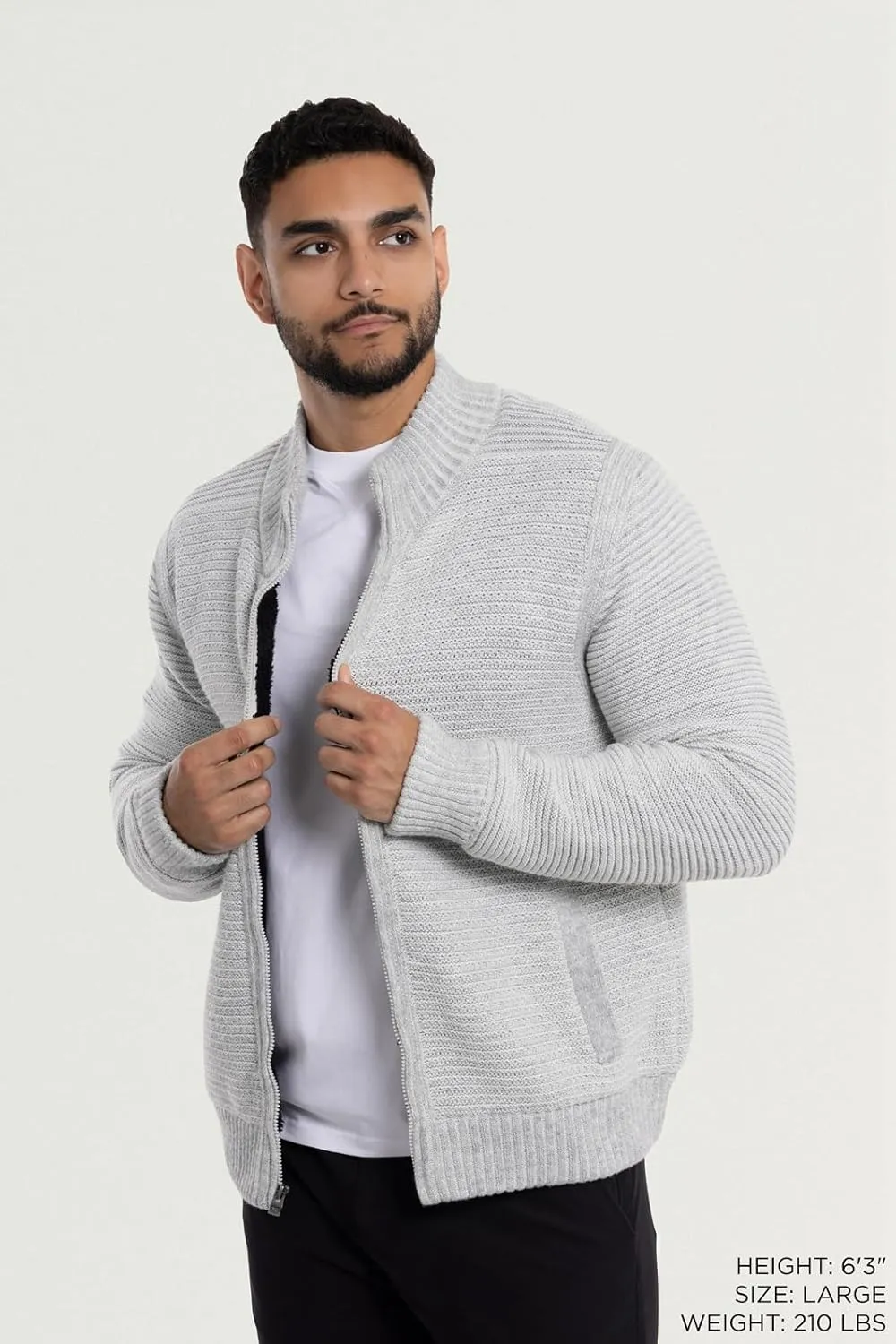 X RAY Mens Zip Up Cardigan Sweater for Men, Full Zip Slim Fit Knit Jacket for Spring (Big and Tall),