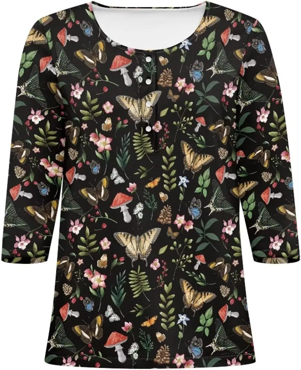 YEXIATODO Plus Size Tops for Women 3/4 Sleeve Suitable for Early Fall Spring