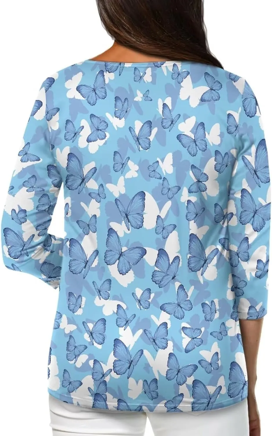 YEXIATODO Plus Size Tops for Women 3/4 Sleeve Suitable for Early Fall Spring