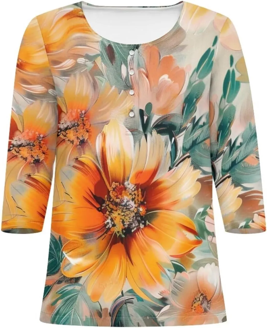 YEXIATODO Plus Size Tops for Women 3/4 Sleeve Suitable for Early Fall Spring