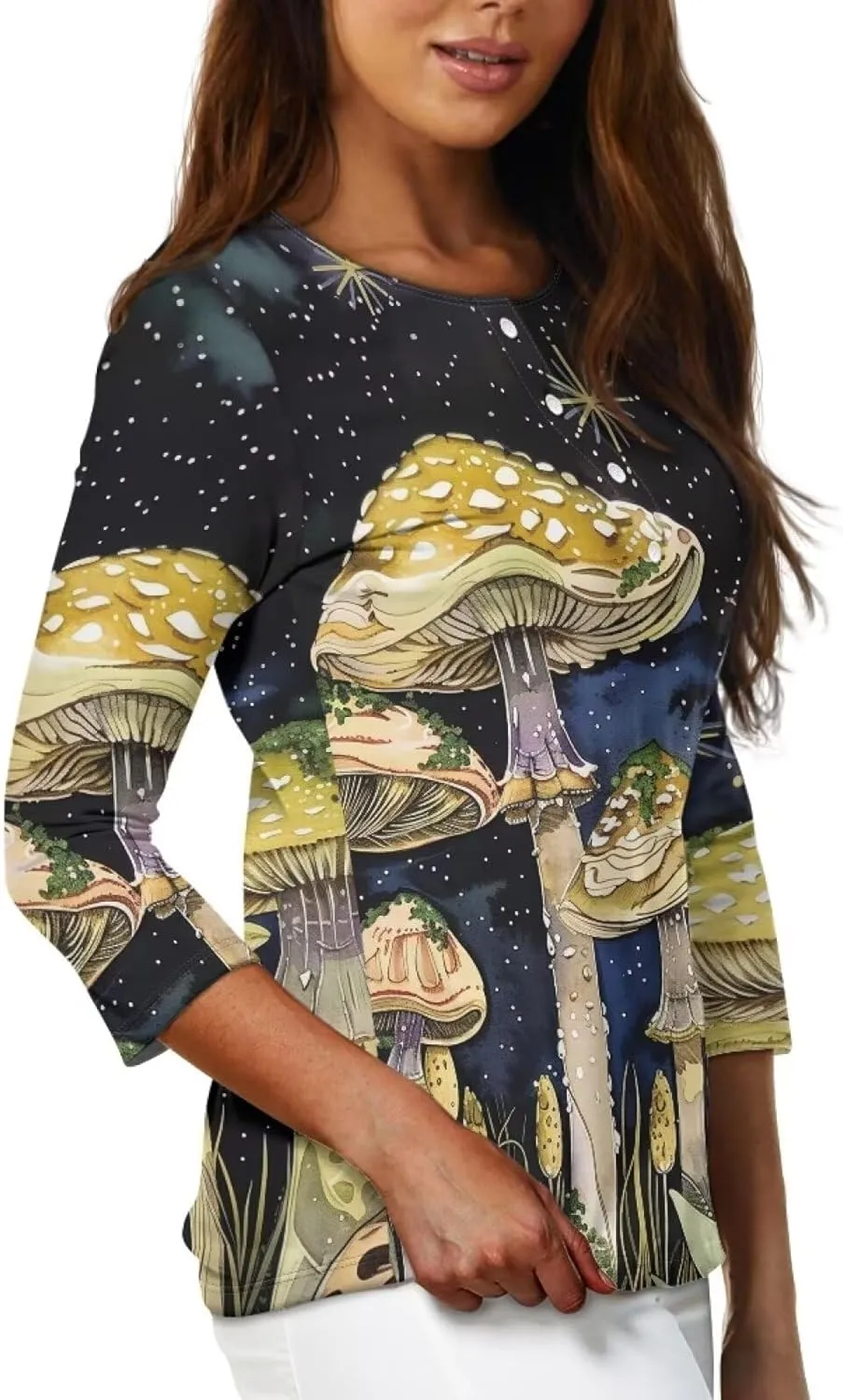 YEXIATODO Plus Size Tops for Women 3/4 Sleeve Suitable for Early Fall Spring