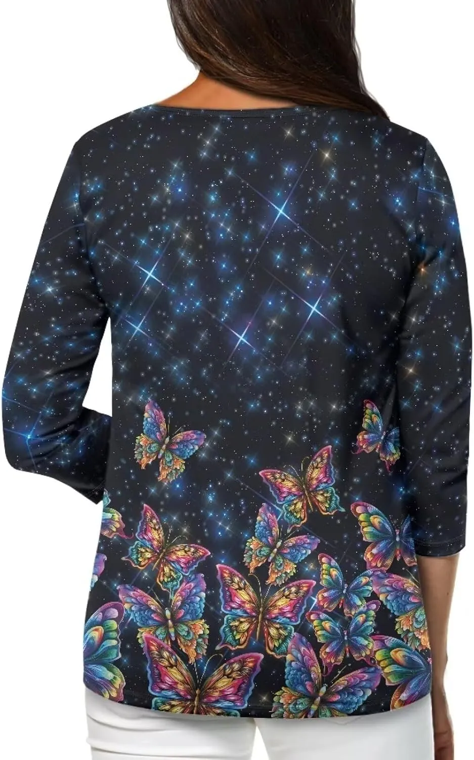 YEXIATODO Plus Size Tops for Women 3/4 Sleeve Suitable for Early Fall Spring