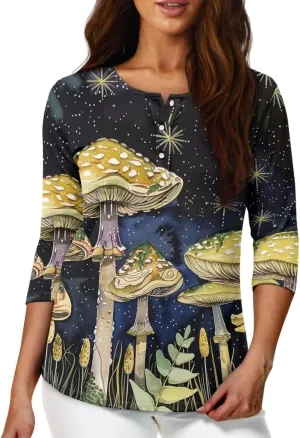 YEXIATODO Plus Size Tops for Women 3/4 Sleeve Suitable for Early Fall Spring
