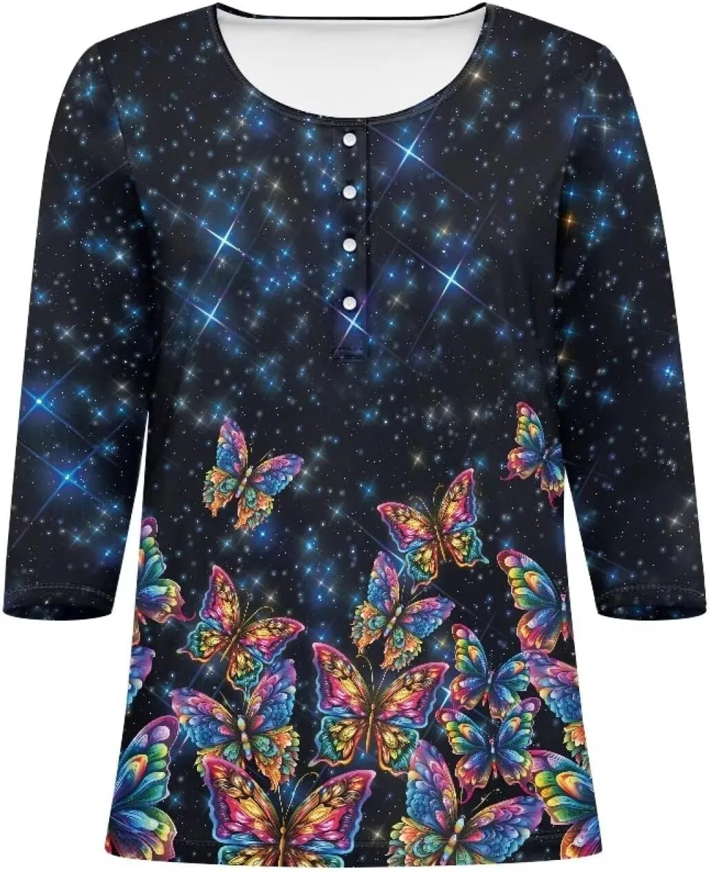YEXIATODO Plus Size Tops for Women 3/4 Sleeve Suitable for Early Fall Spring