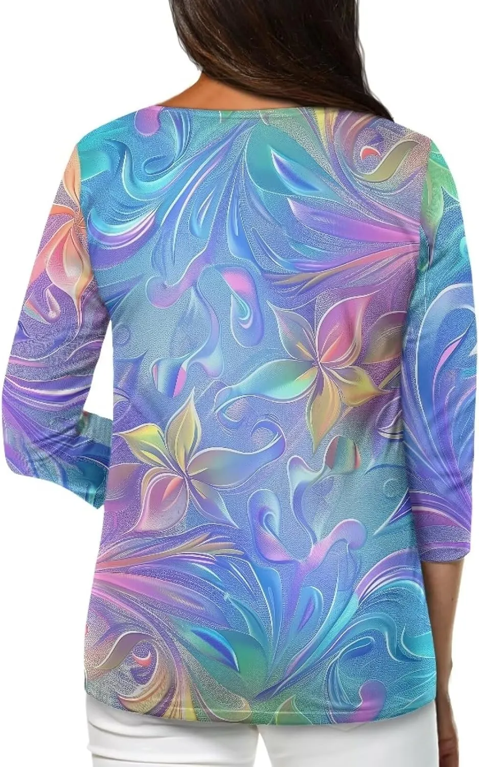 YEXIATODO Plus Size Tops for Women 3/4 Sleeve Suitable for Early Fall Spring