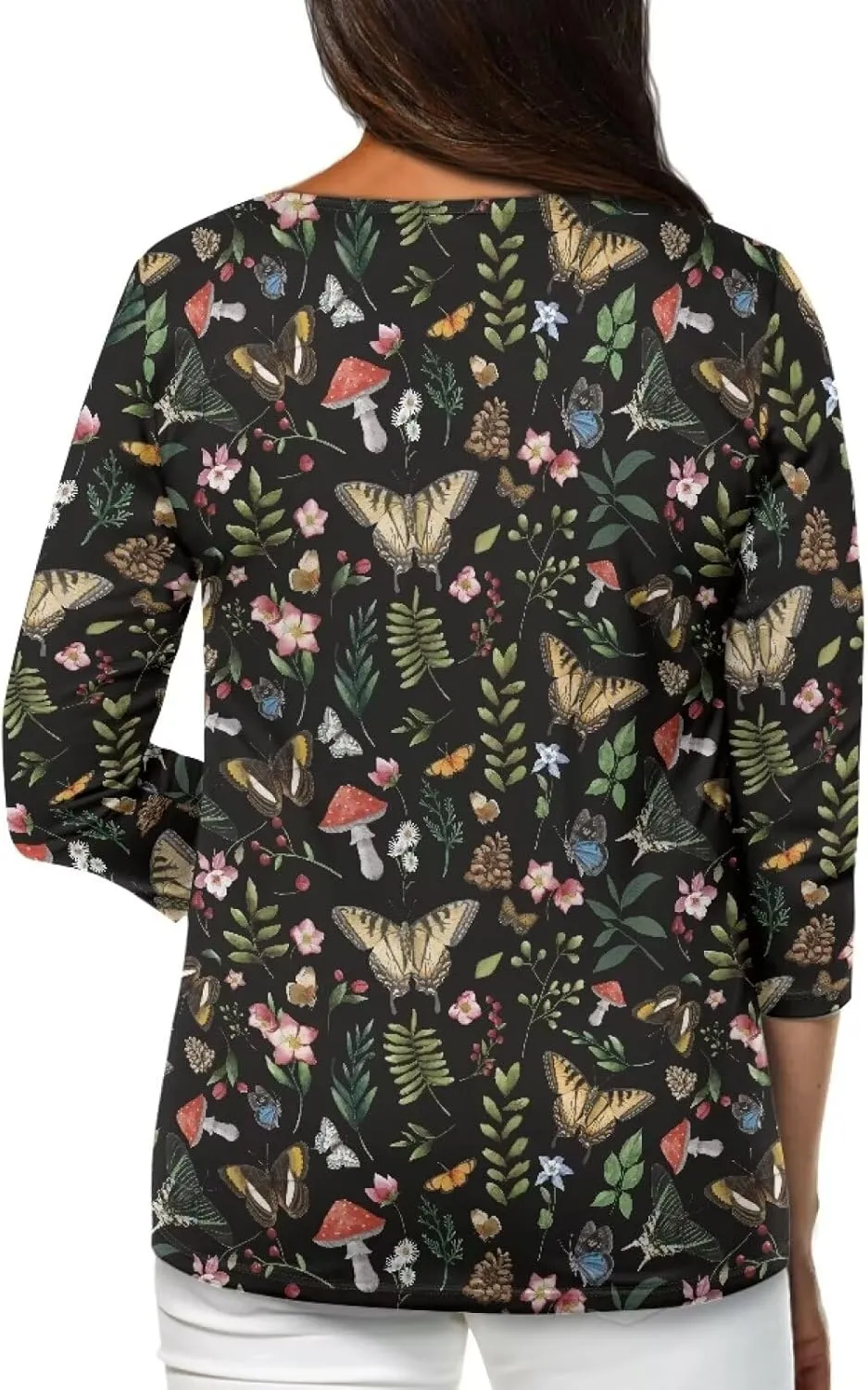 YEXIATODO Plus Size Tops for Women 3/4 Sleeve Suitable for Early Fall Spring