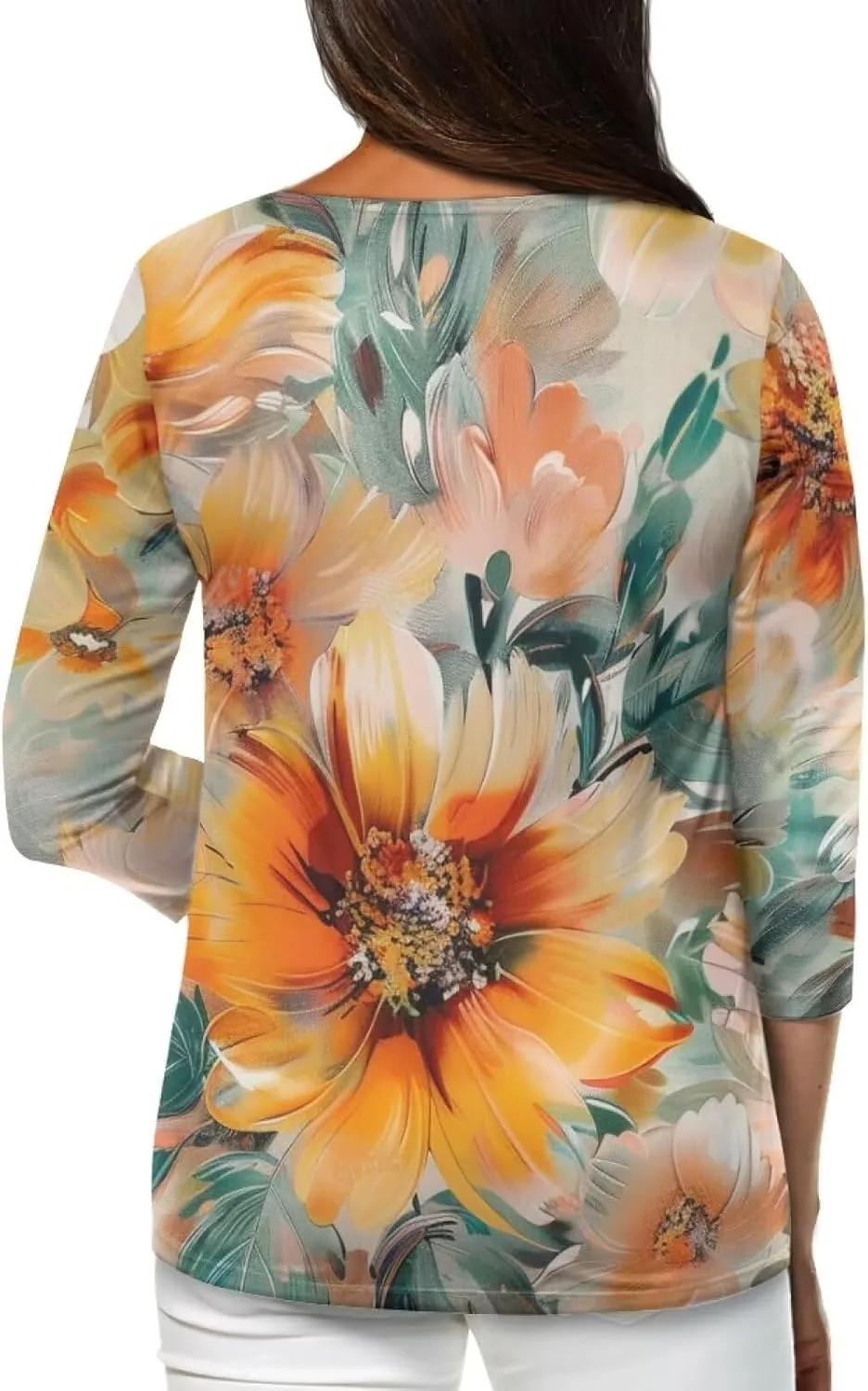 YEXIATODO Plus Size Tops for Women 3/4 Sleeve Suitable for Early Fall Spring