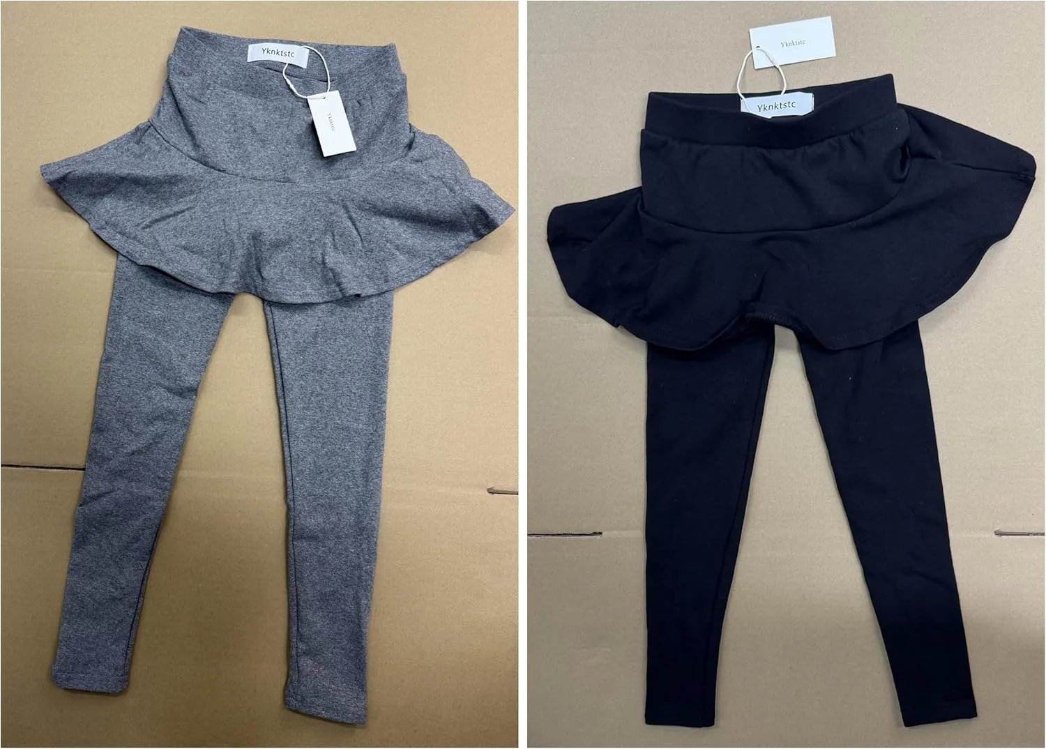Yknktstc Girls 3 Pack Footless Leggings with Ruffle Skirt Tutu Pants Comfortable Stretchy Cotton Tights for Kids Toddler