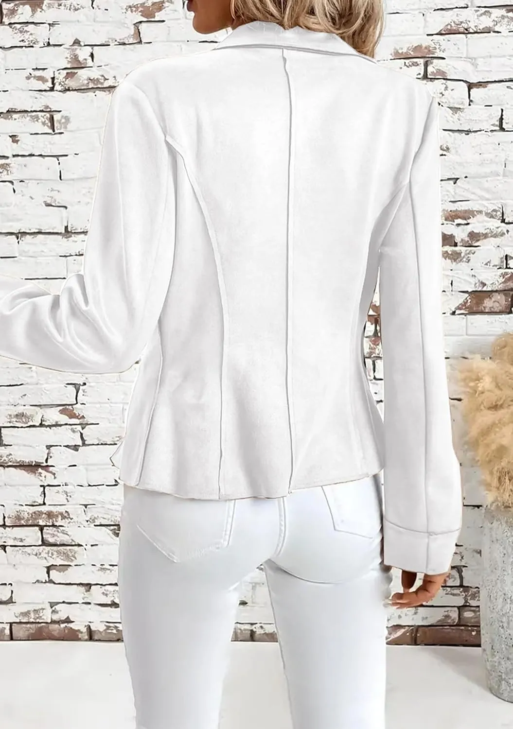 YMING Womens Faux Suede Lapel Collar Coats Fall Zipper Jackets Solid Color Moto Biker Coats