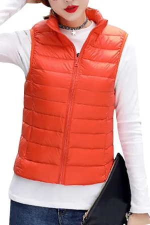 YMING Womens Packable Down Vest Solid Color Lightweight Outwear Zipper Puffer Vest Jackets