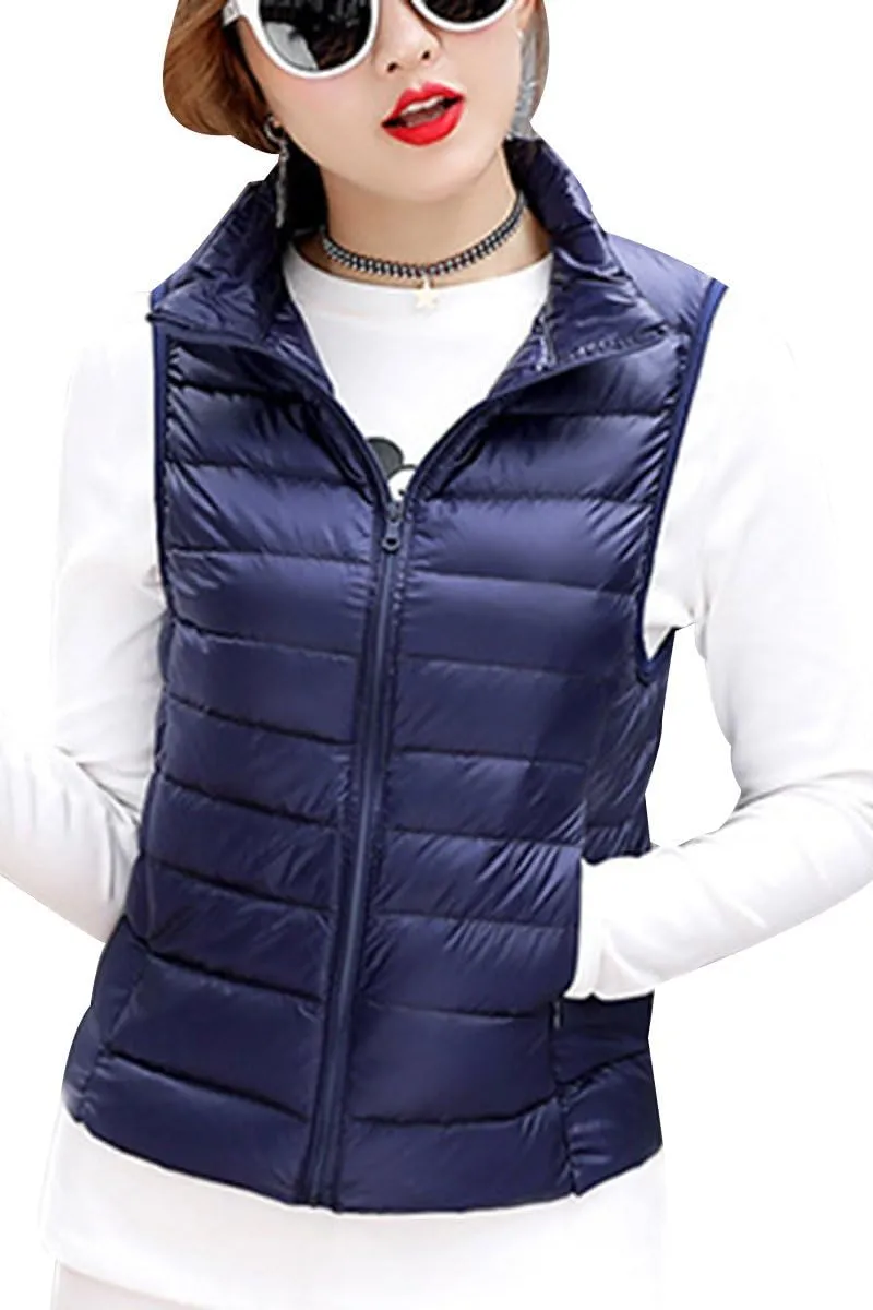 YMING Womens Packable Down Vest Solid Color Lightweight Outwear Zipper Puffer Vest Jackets