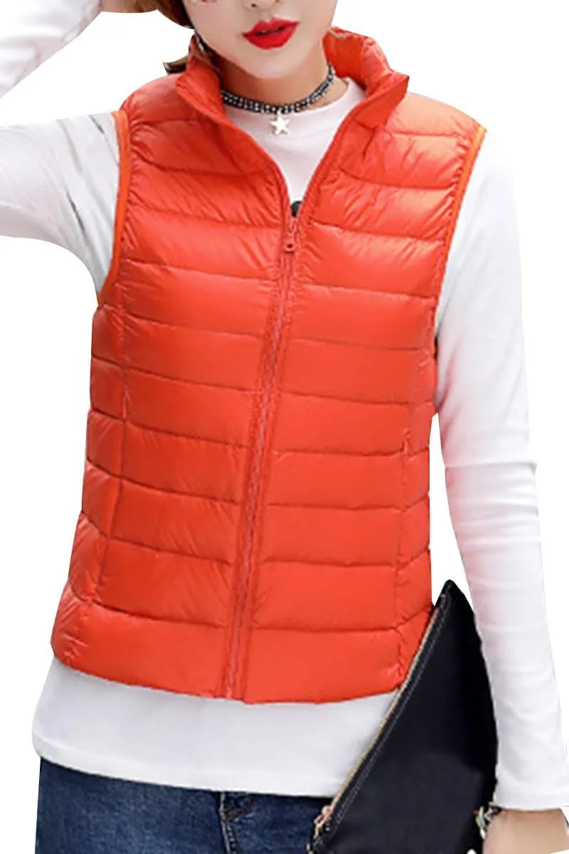 YMING Womens Packable Down Vest Solid Color Lightweight Outwear Zipper Puffer Vest Jackets