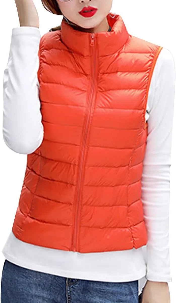 YMING Womens Packable Down Vest Solid Color Lightweight Outwear Zipper Puffer Vest Jackets