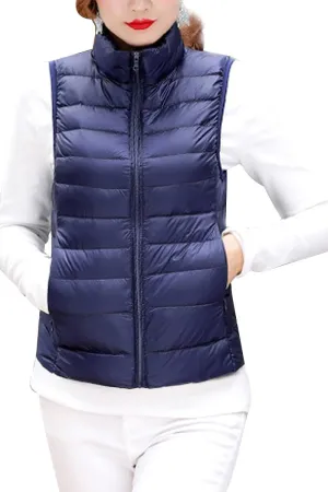 YMING Womens Packable Down Vest Solid Color Lightweight Outwear Zipper Puffer Vest Jackets