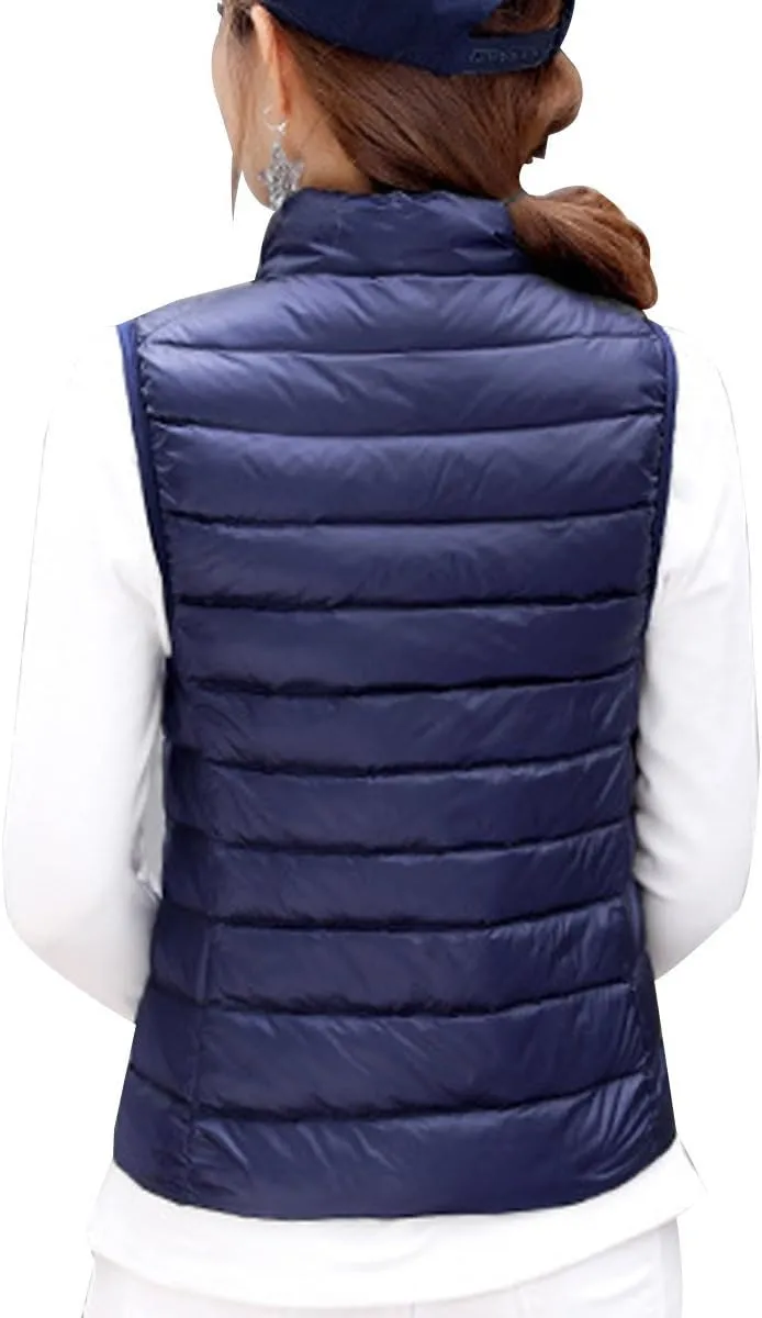 YMING Womens Packable Down Vest Solid Color Lightweight Outwear Zipper Puffer Vest Jackets