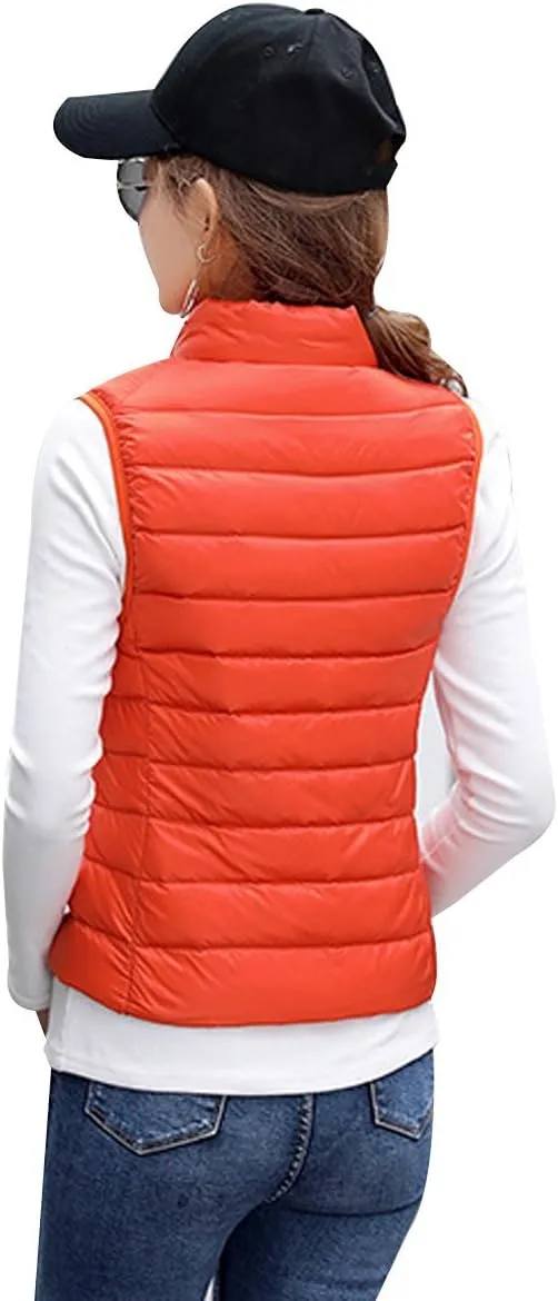 YMING Womens Packable Down Vest Solid Color Lightweight Outwear Zipper Puffer Vest Jackets