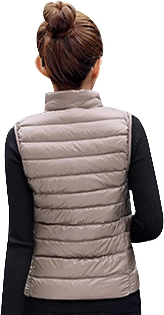 YMING Womens Packable Down Vest Solid Color Lightweight Outwear Zipper Puffer Vest Jackets