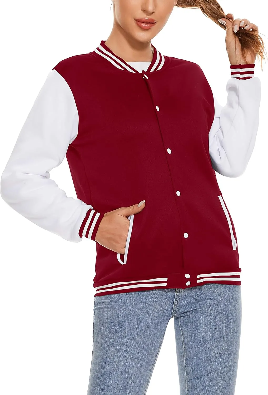 Yuji Itadori Women Varsity Jacket Baseball Lightweight Outwear Fleece Coat Button Down Clothes