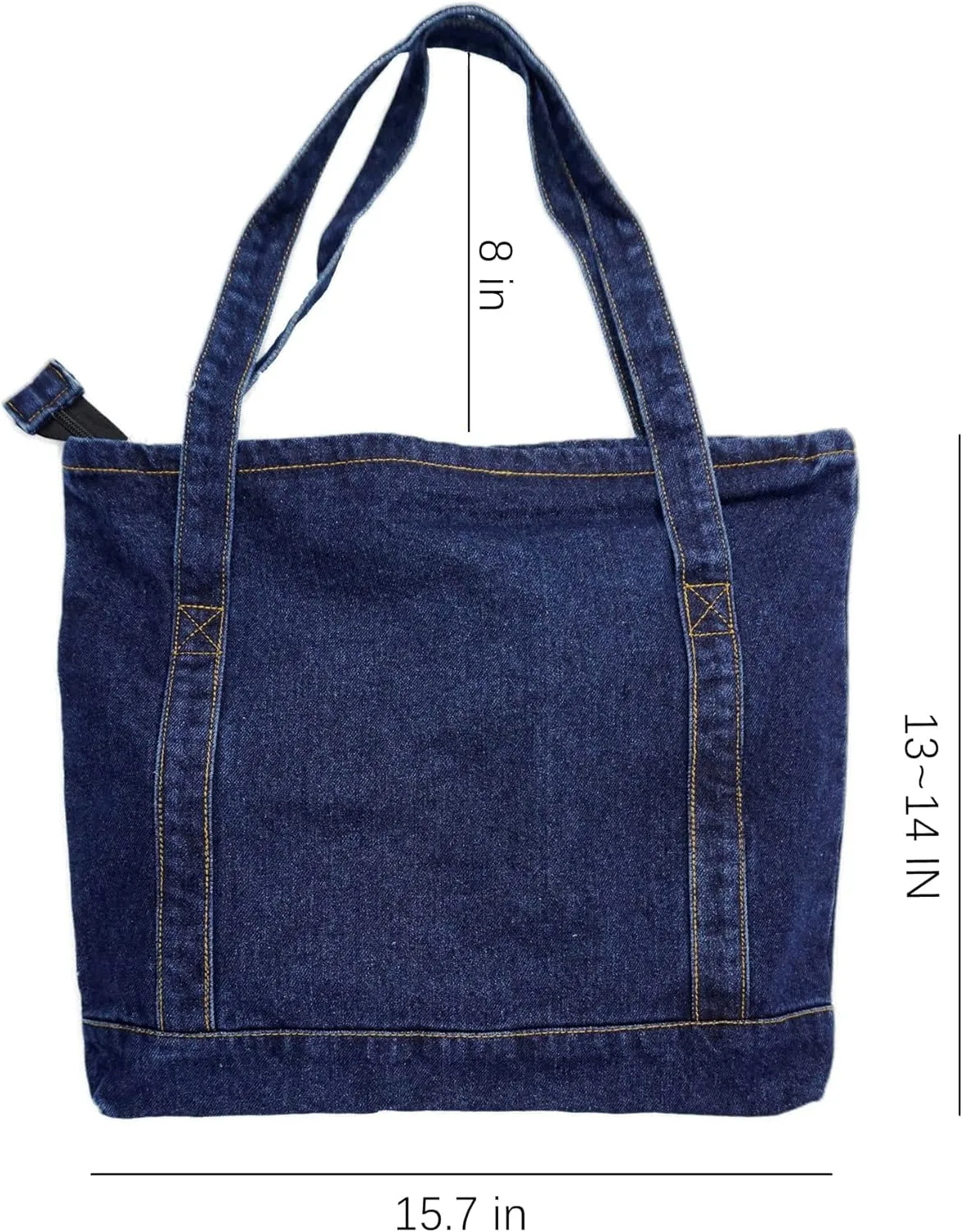 YunZh Denim Tote Bag Casual Style Lightweight Classic Retro Travel Shopper Shoulder Handbag