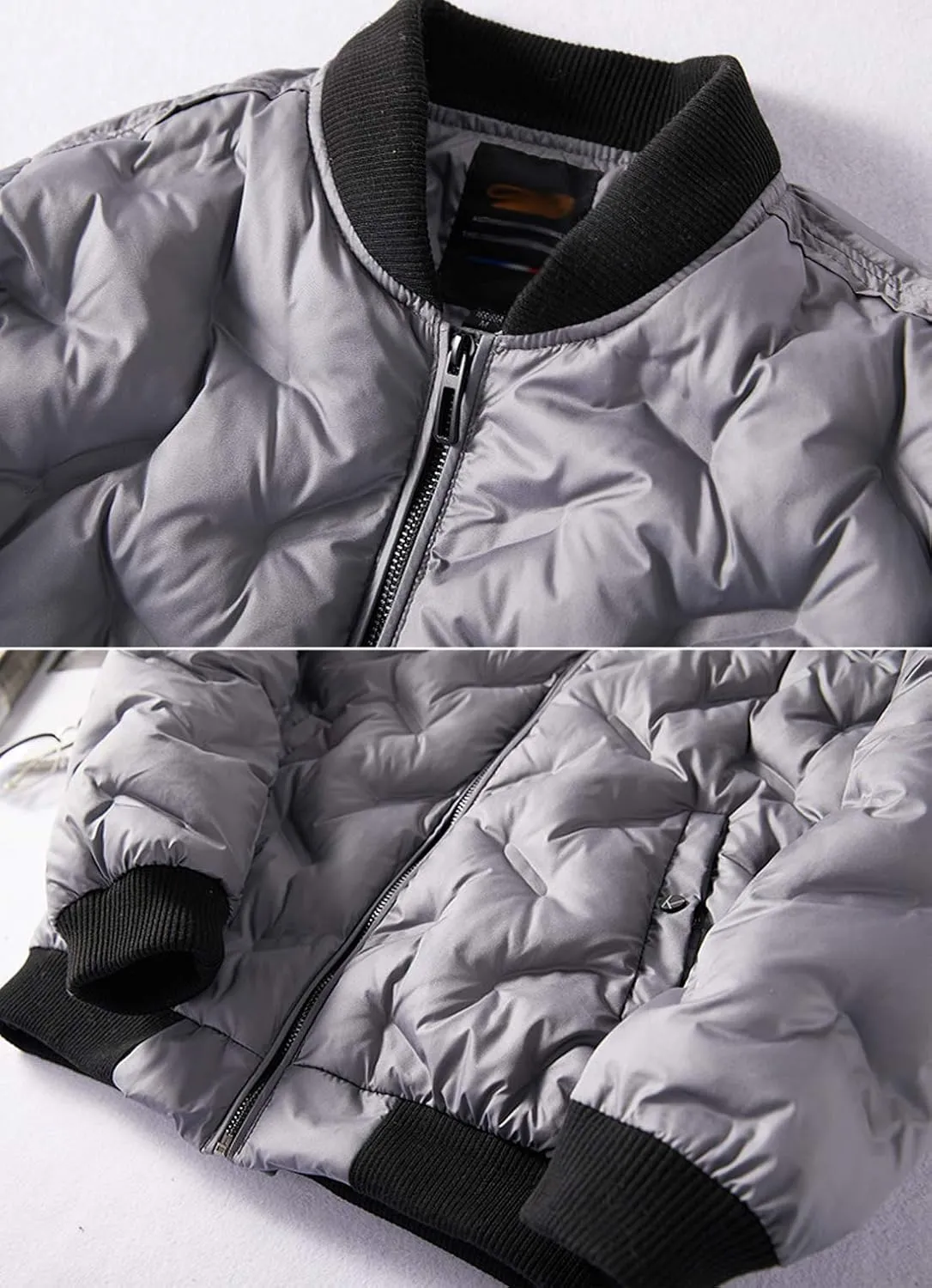 ZGZZ7 Men's Winter Warm Puffy Coats Outerwear Quilted Cotton Padded Puffer Coats Baseball Jackets