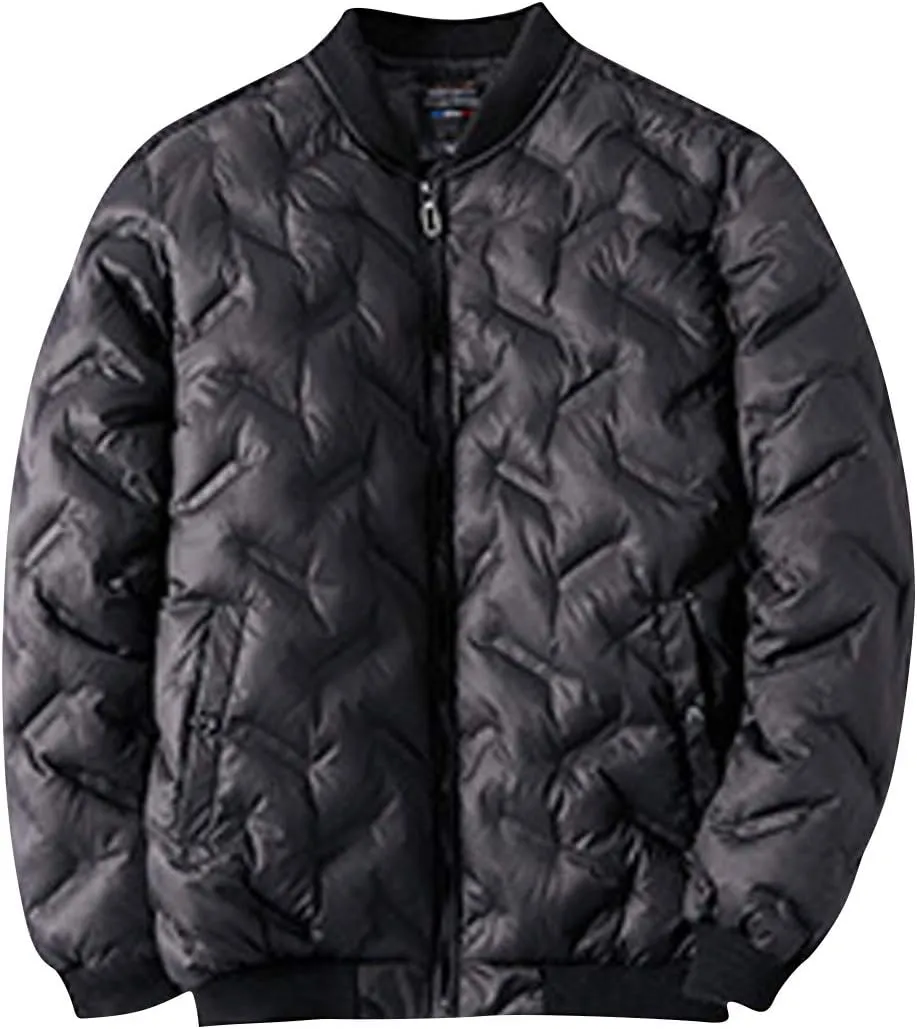 ZGZZ7 Men's Winter Warm Puffy Coats Outerwear Quilted Cotton Padded Puffer Coats Baseball Jackets